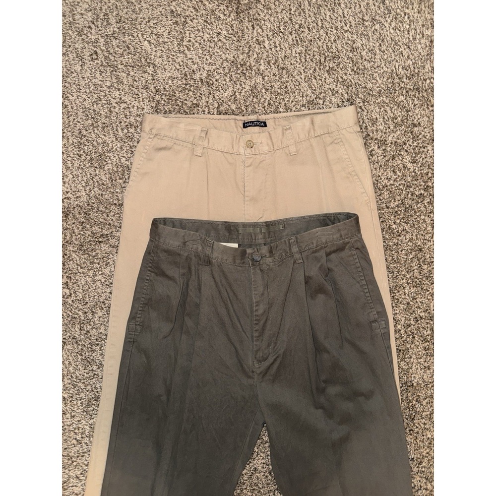 Nautica Khaki Cotton Pants Lot Of 2 Men's Size 34 Waist